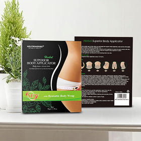 Neutriherbs applicator worn on thigh showing contour and coverage benefit
