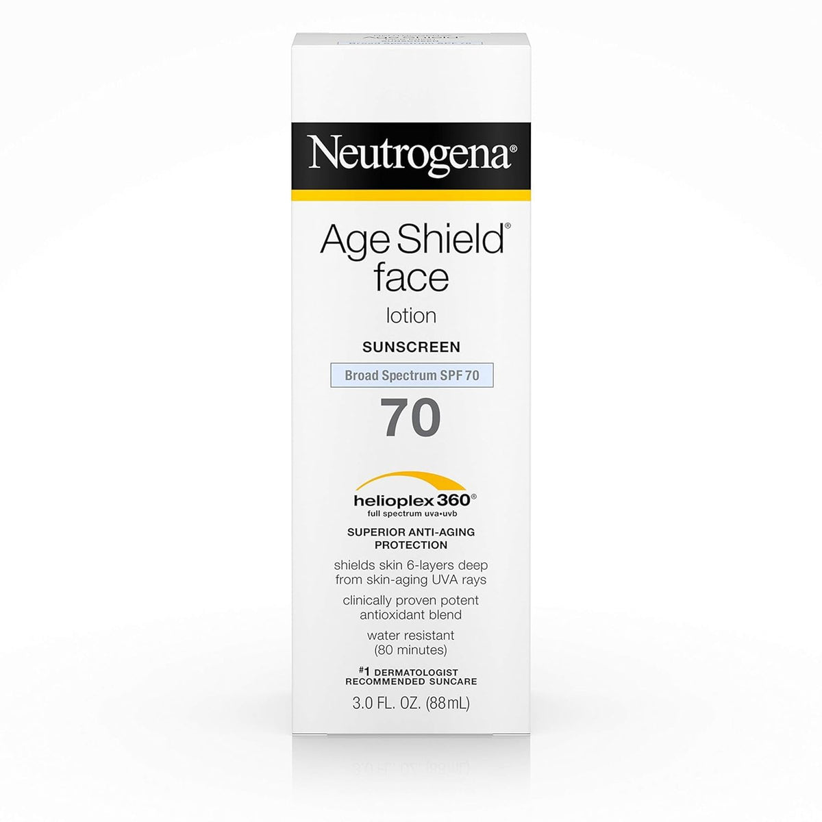 Neutrogena Age Shield front packaging showing SPF 70 protection and benefits