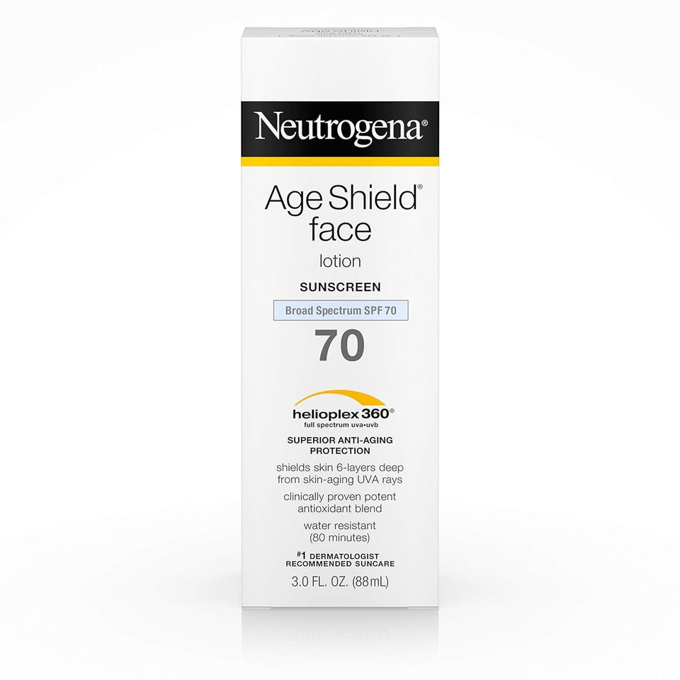 Neutrogena Age Shield front packaging showing SPF 70 protection and benefits