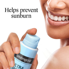 Neutrogena applying spray to arm for full-body coverage and convenience