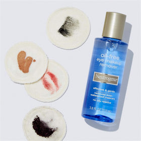 Neutrogena soaked cotton pad demonstrating effective makeup lift with minimal rubbing