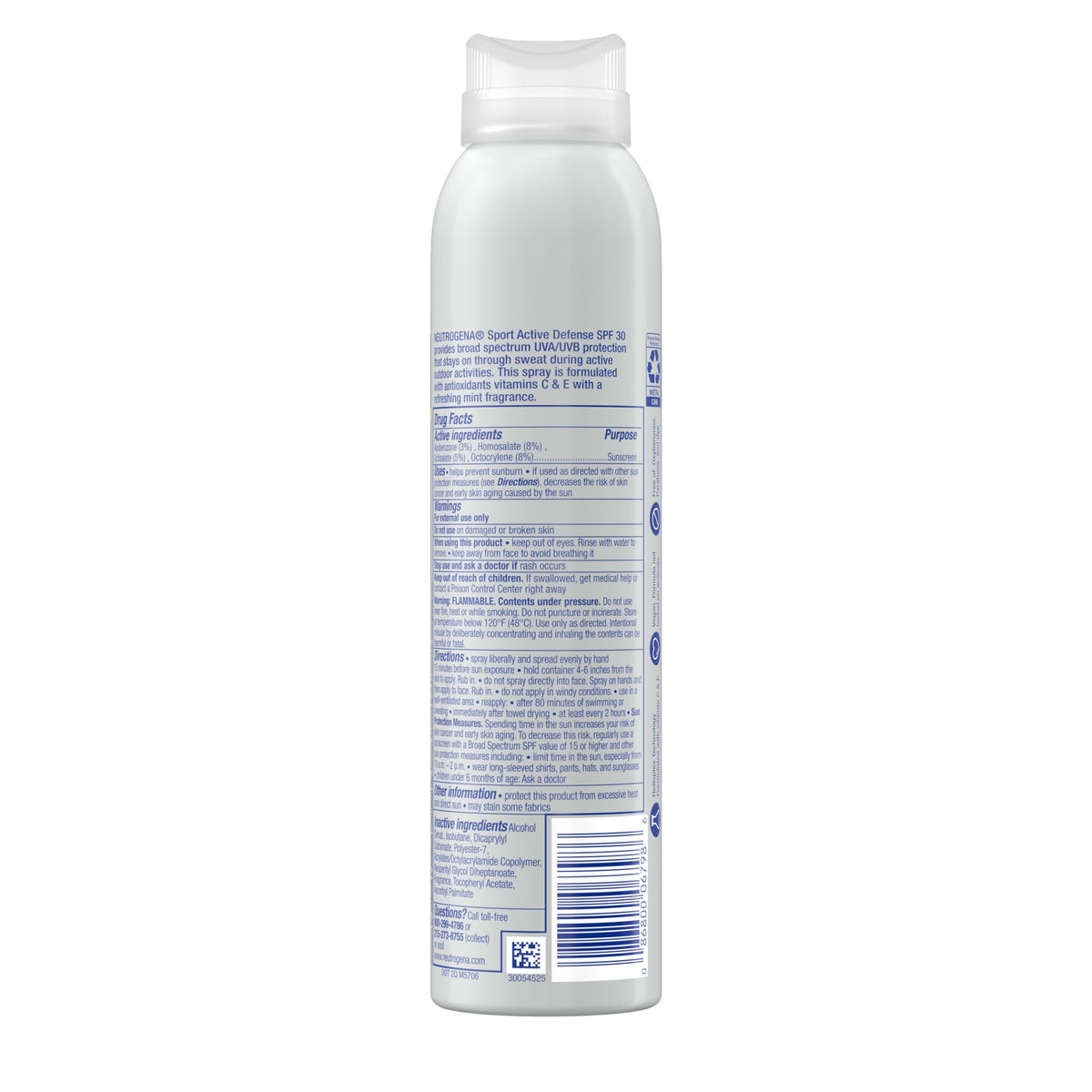 Neutrogena back label closeup highlighting ingredients and claims