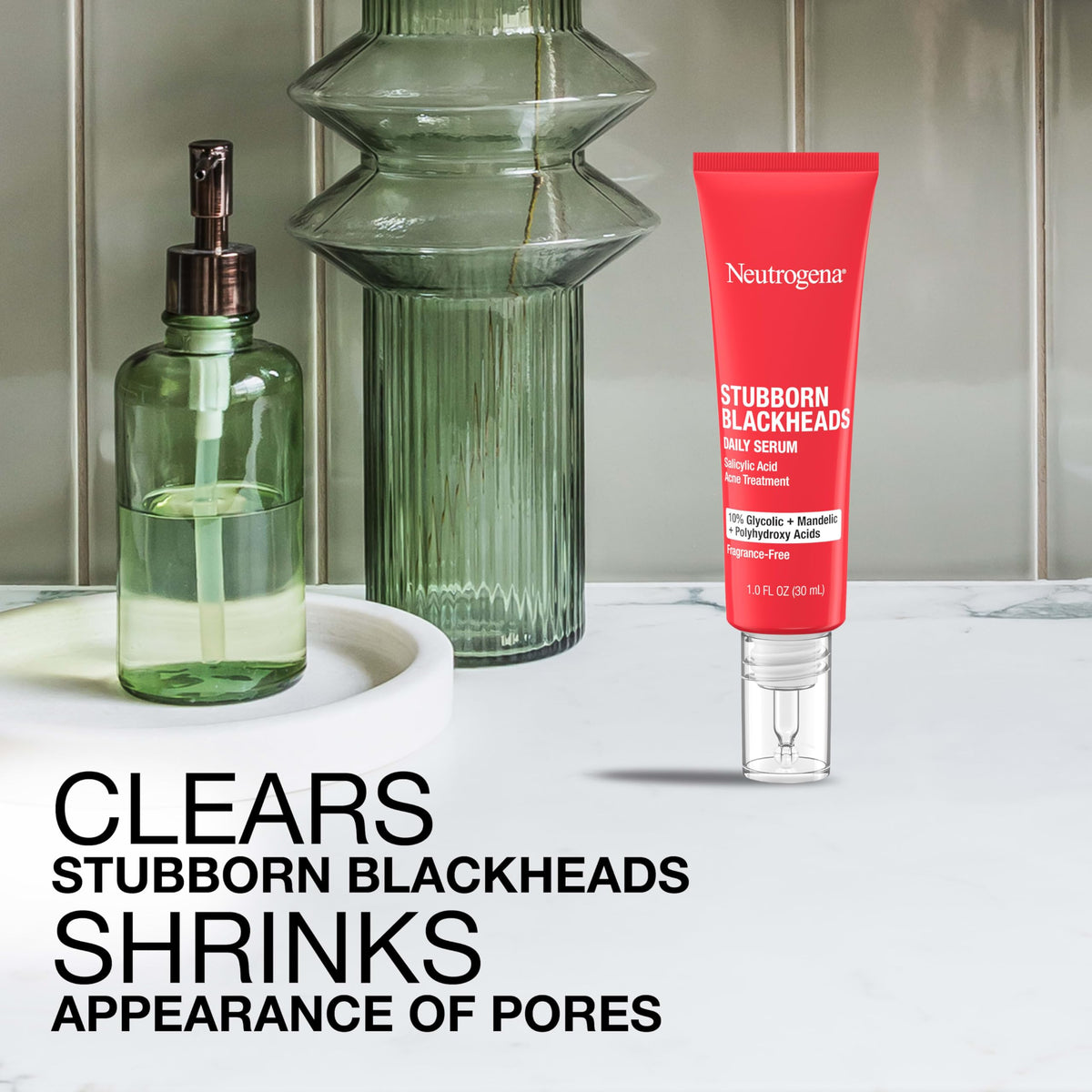 Neutrogena illustrative before and after pores to show clarity benefit
