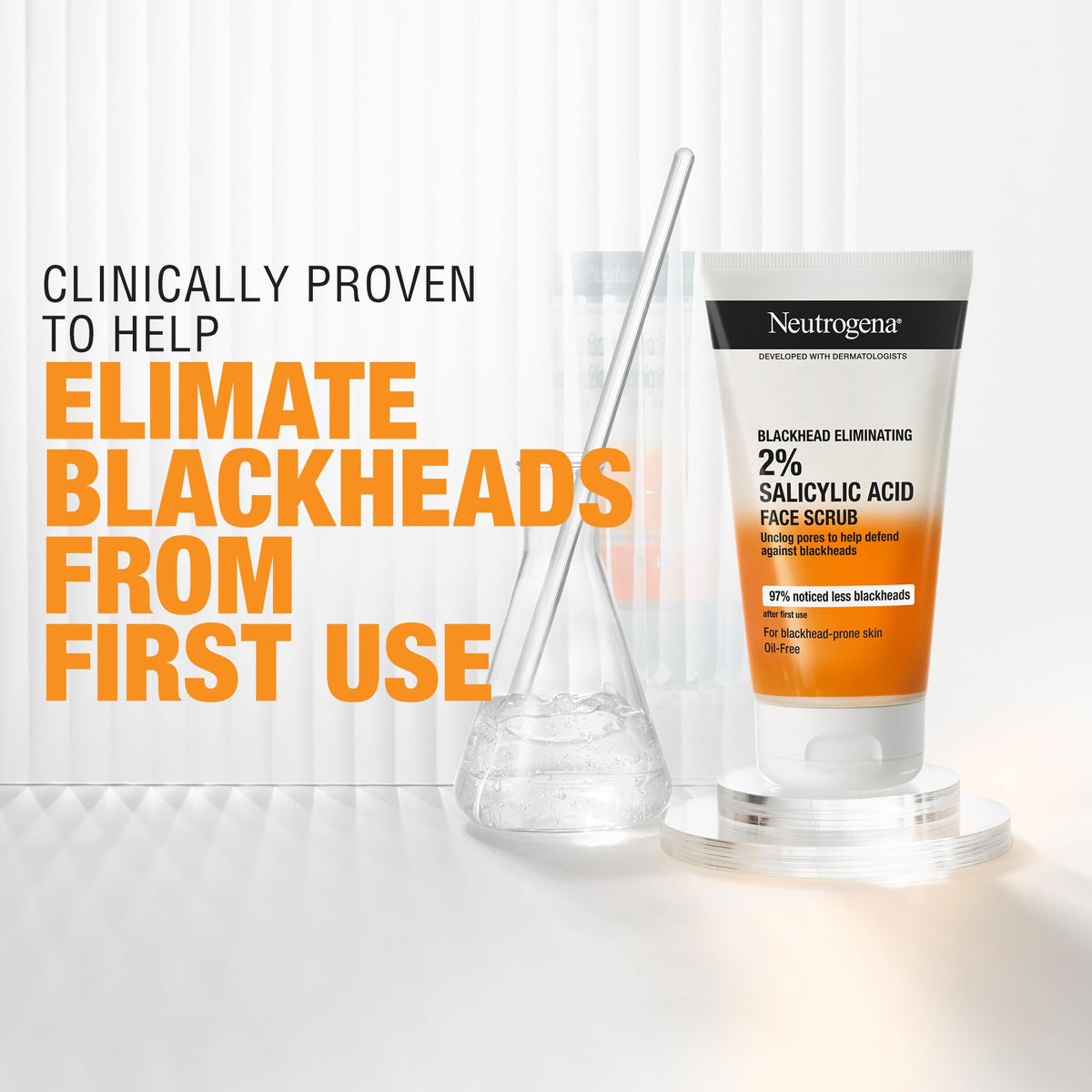 Neutrogena facial scrub in use washing away dirt and oil effectively