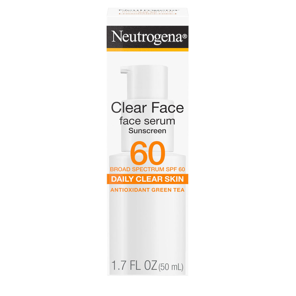 Neutrogena front packaging showing SPF 60 protection and clear serum benefits