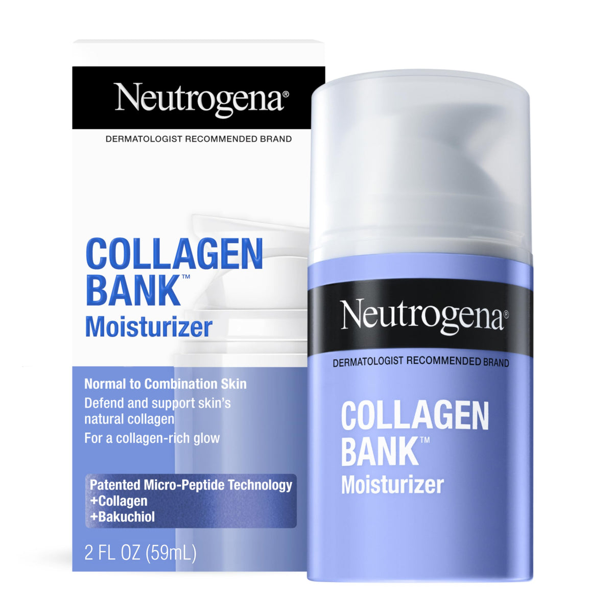 Neutrogena front packaging showing moisturizer tube and branding, clear product identity and trust
