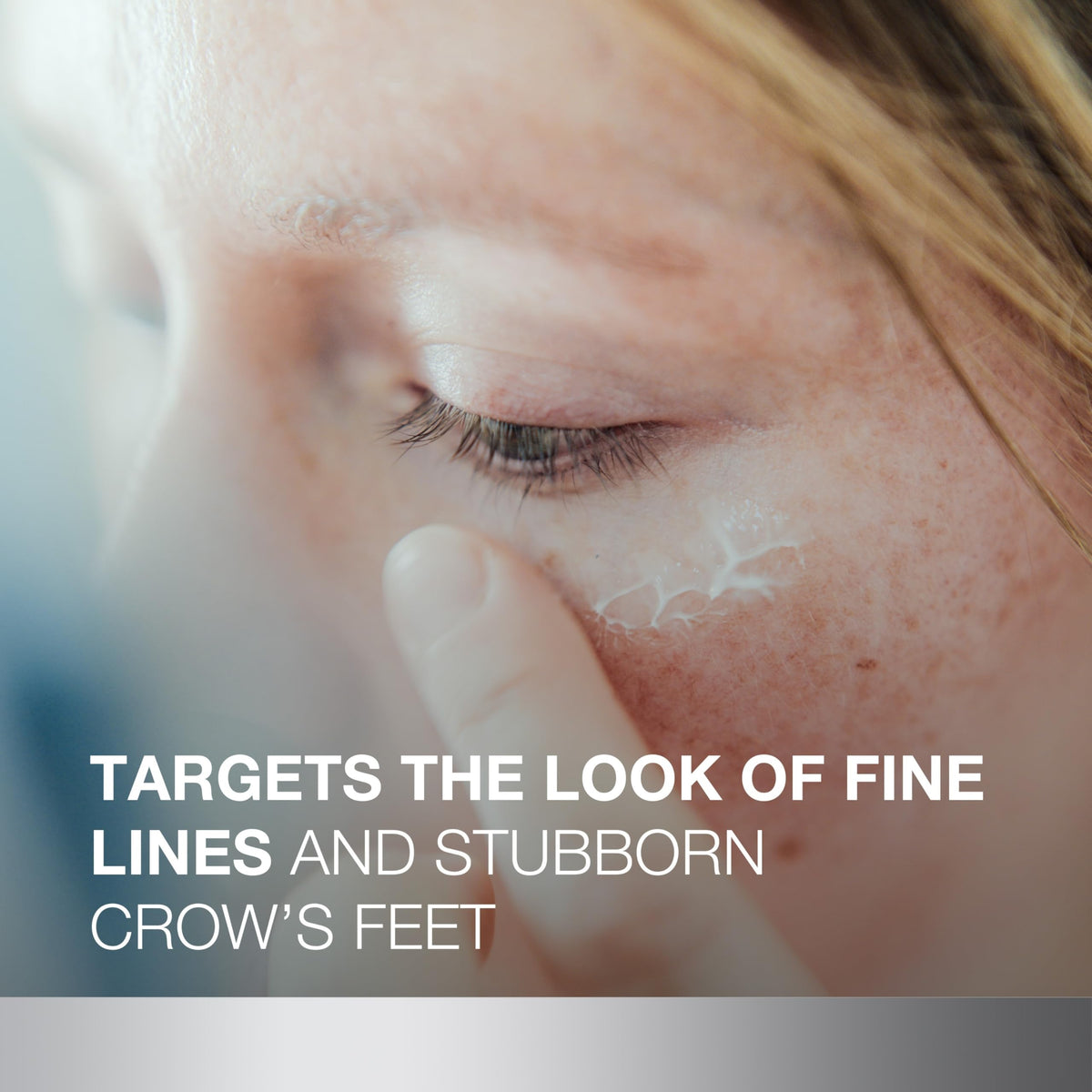Neutrogena application demo tapping small amount under eye to demonstrate proper usage