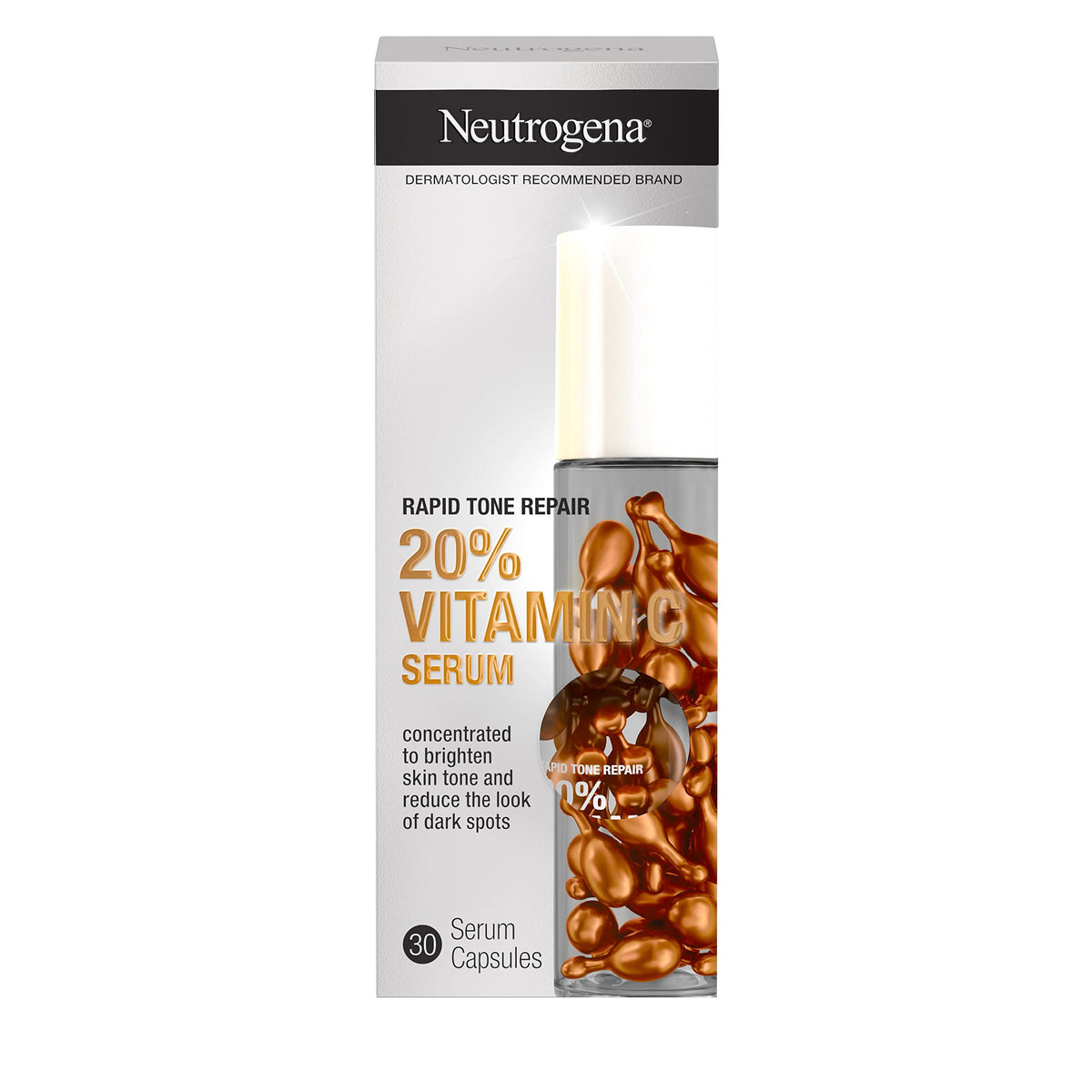 Neutrogena front packaging showing 30 serum capsules and clear benefit