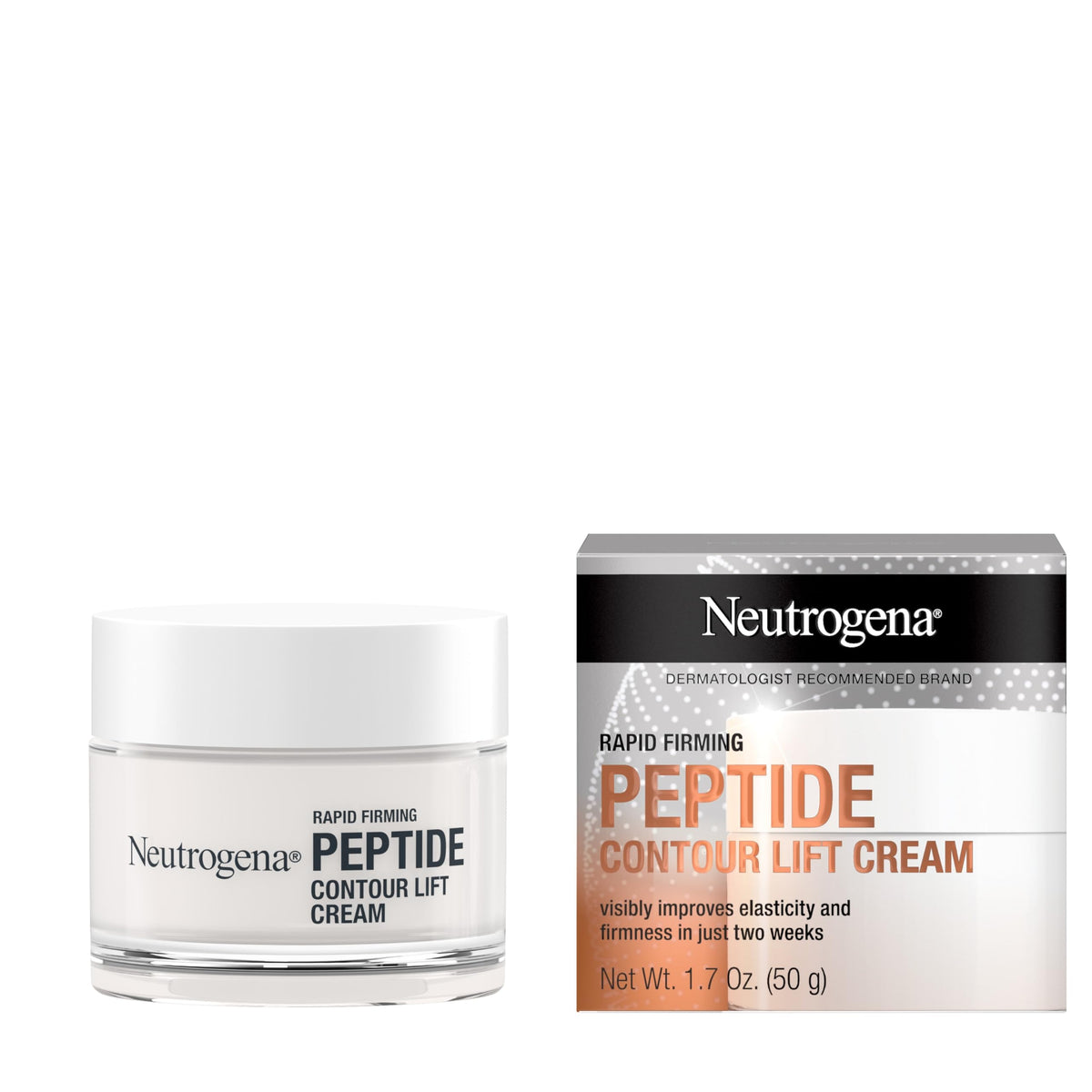 Neutrogena front packaging shows product and benefits clearly