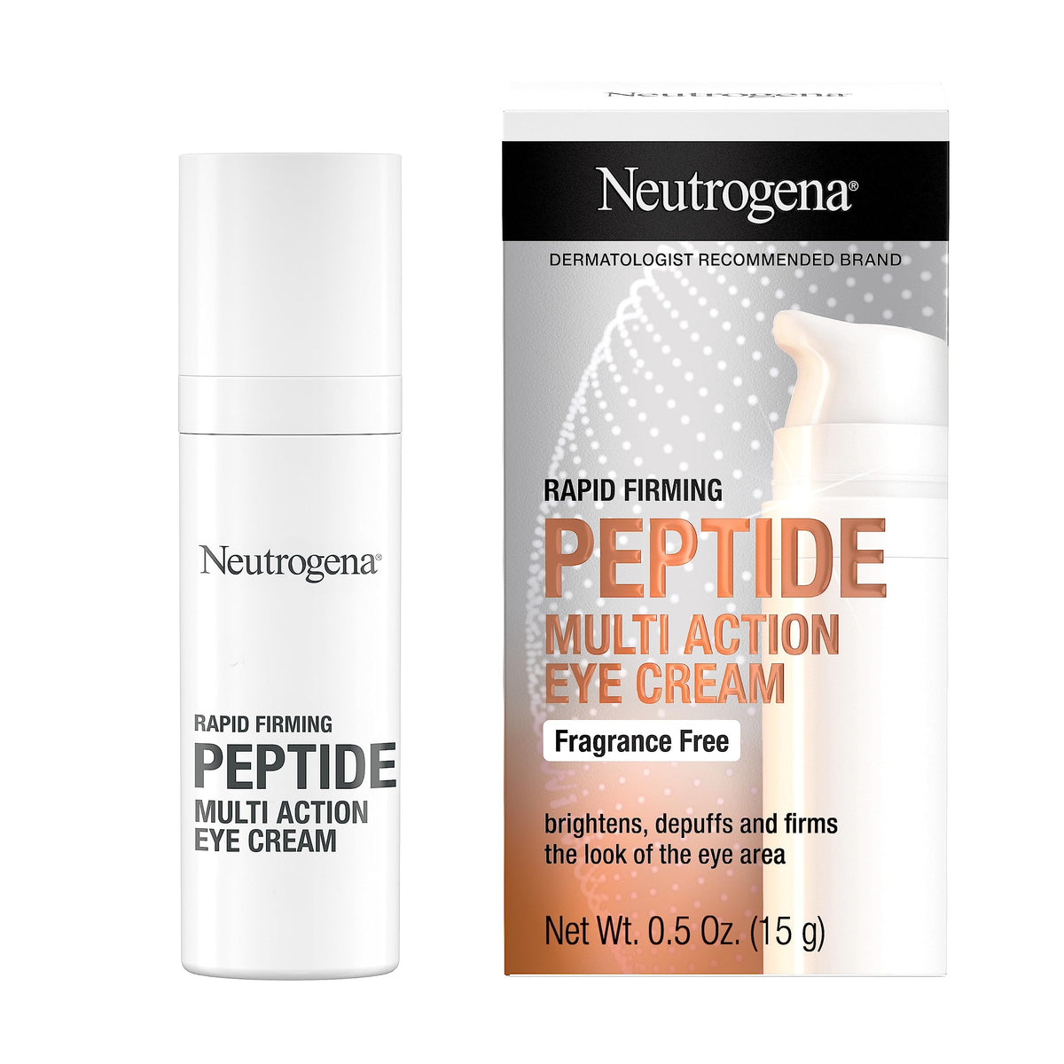 Neutrogena front packaging showing peptide eye cream benefits