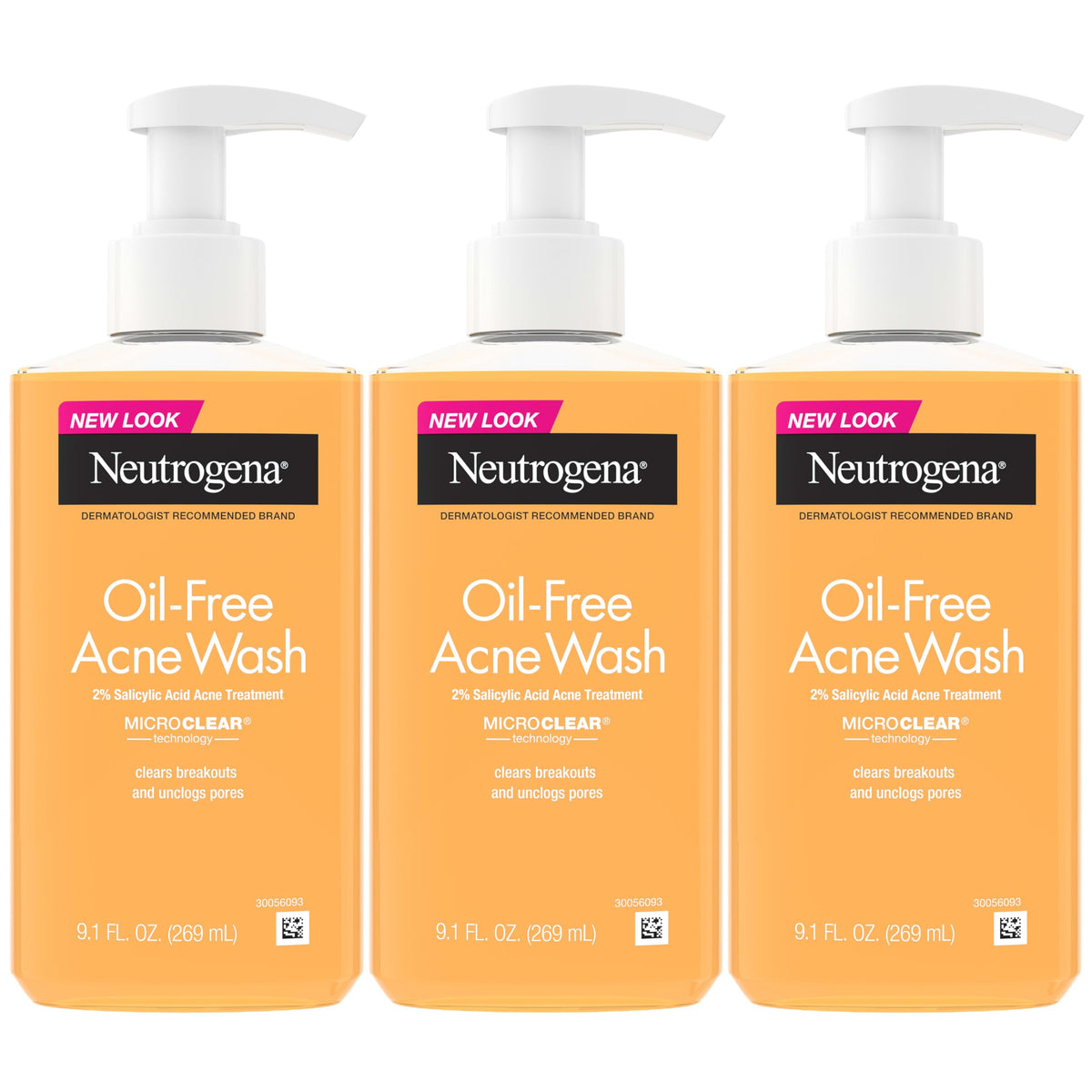 Neutrogena front packaging showing three pump bottles and easy application benefit