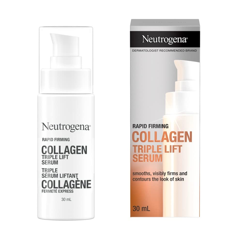 Neutrogena front packaging showing bottle and label, clear firming benefits