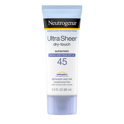 Neutrogena front packaging showing SPF 45 and travel size benefit