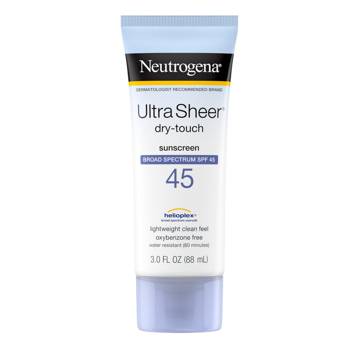 Neutrogena front packaging showing SPF 45 and travel size benefit