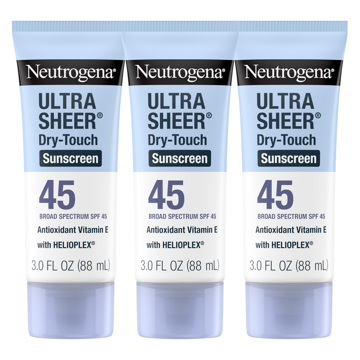 neutrogena front packaging showing SPF 45 travel pack and clear protection