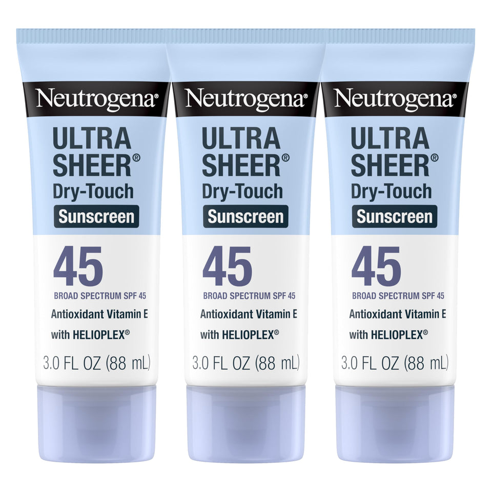 neutrogena front packaging showing SPF 45 travel pack and clear protection