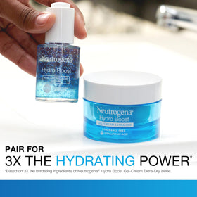 Neutrogena serum applied on hand to show absorption and non-greasy finish benefit
