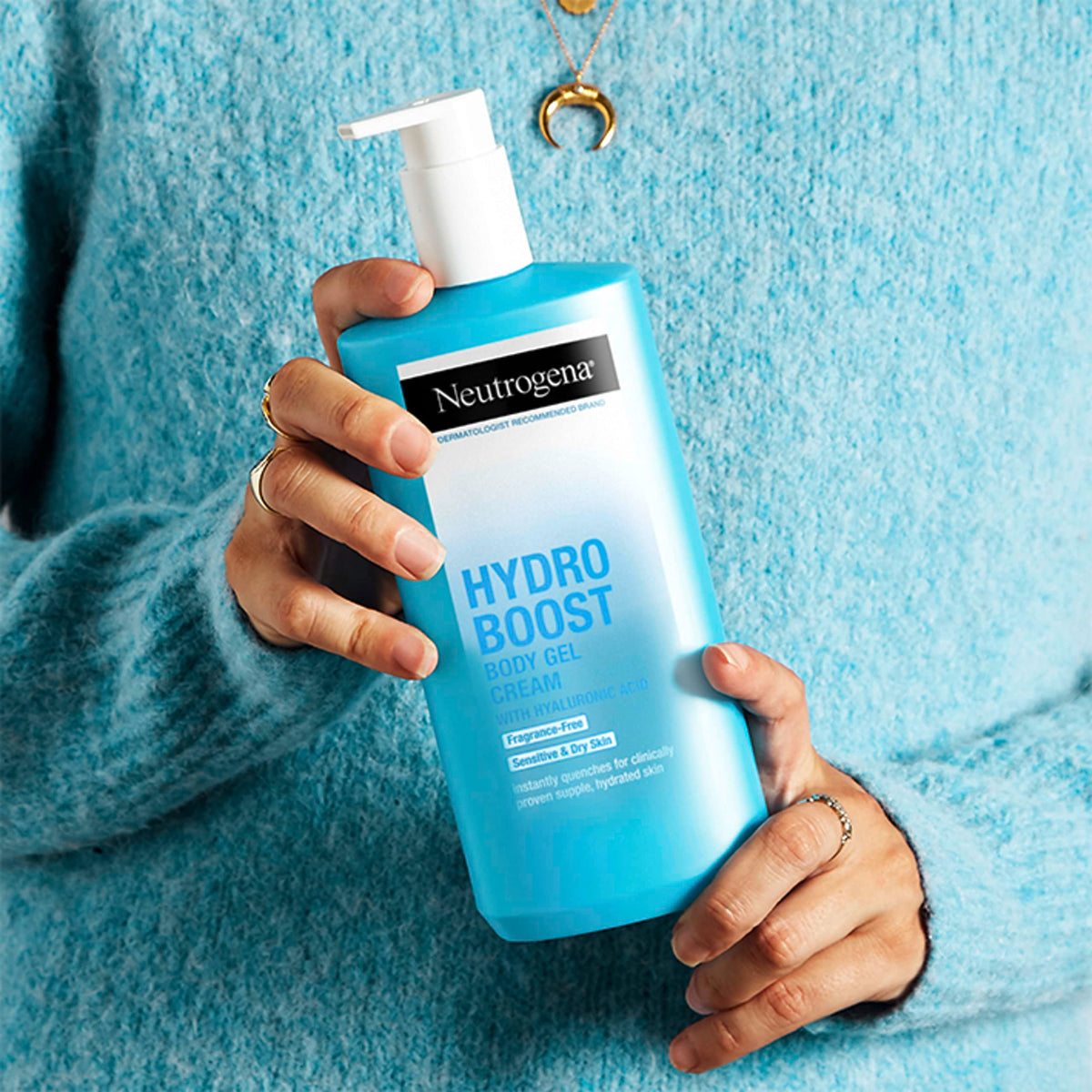 Neutrogena Hydro Boost in bathroom setting conveying daily routine convenience