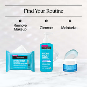 Neutrogena Hydro Boost moisturizer absorbed on skin showing non-greasy, dewy finish