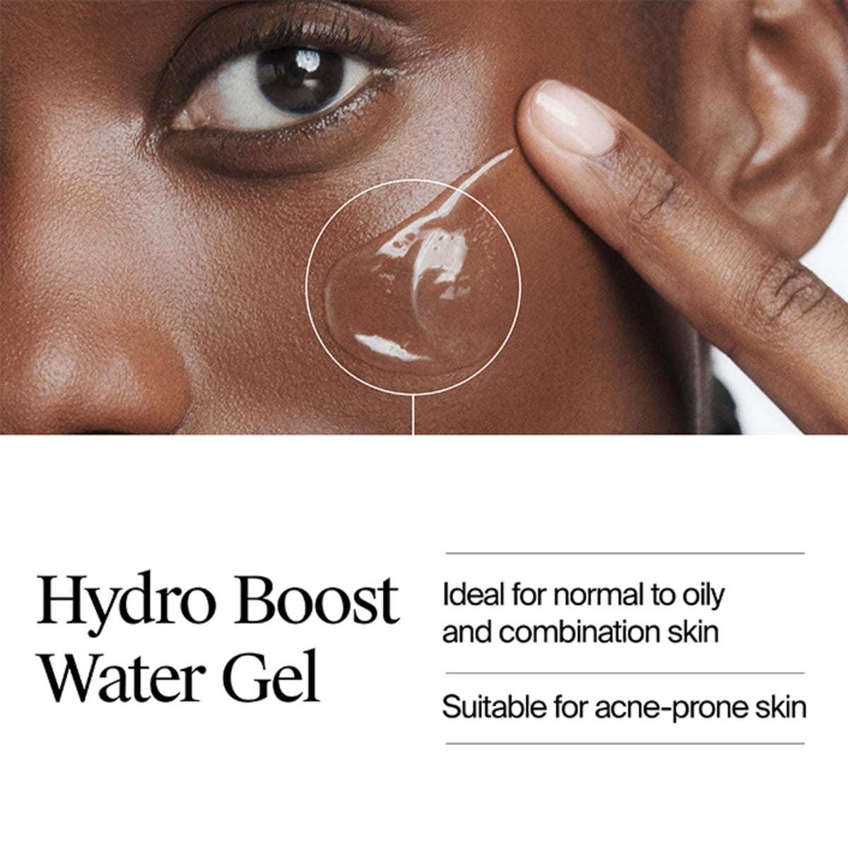 Neutrogena Hydro Boost gel being dispensed on hand illustrating easy application and absorbency