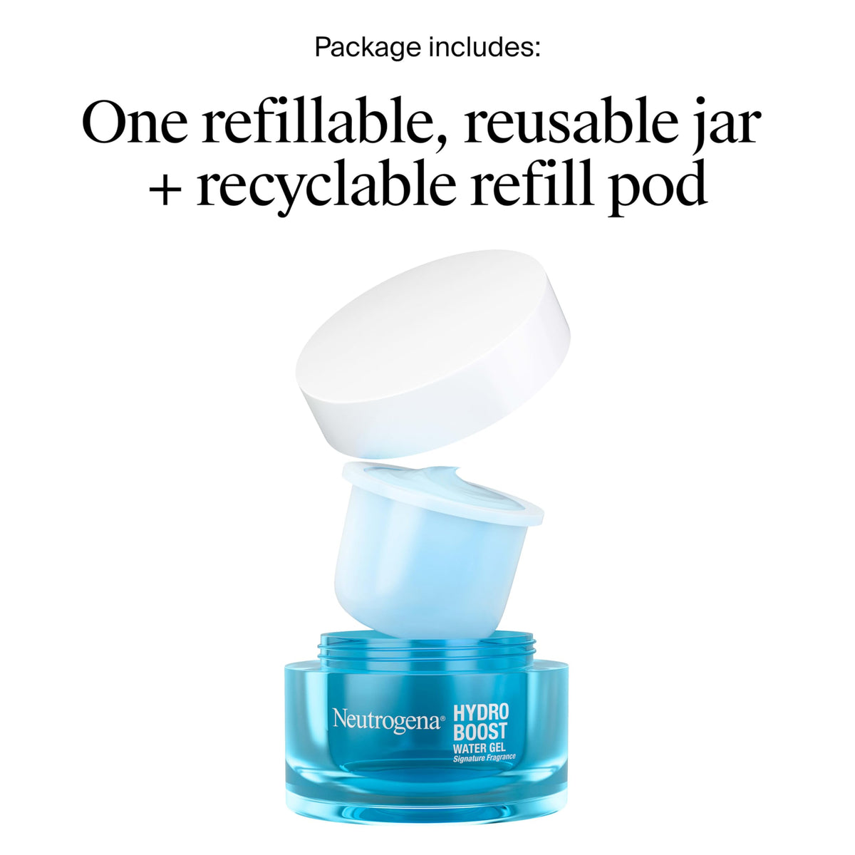 Neutrogena close-up of refill pod highlighting easy swap and reduced plastic