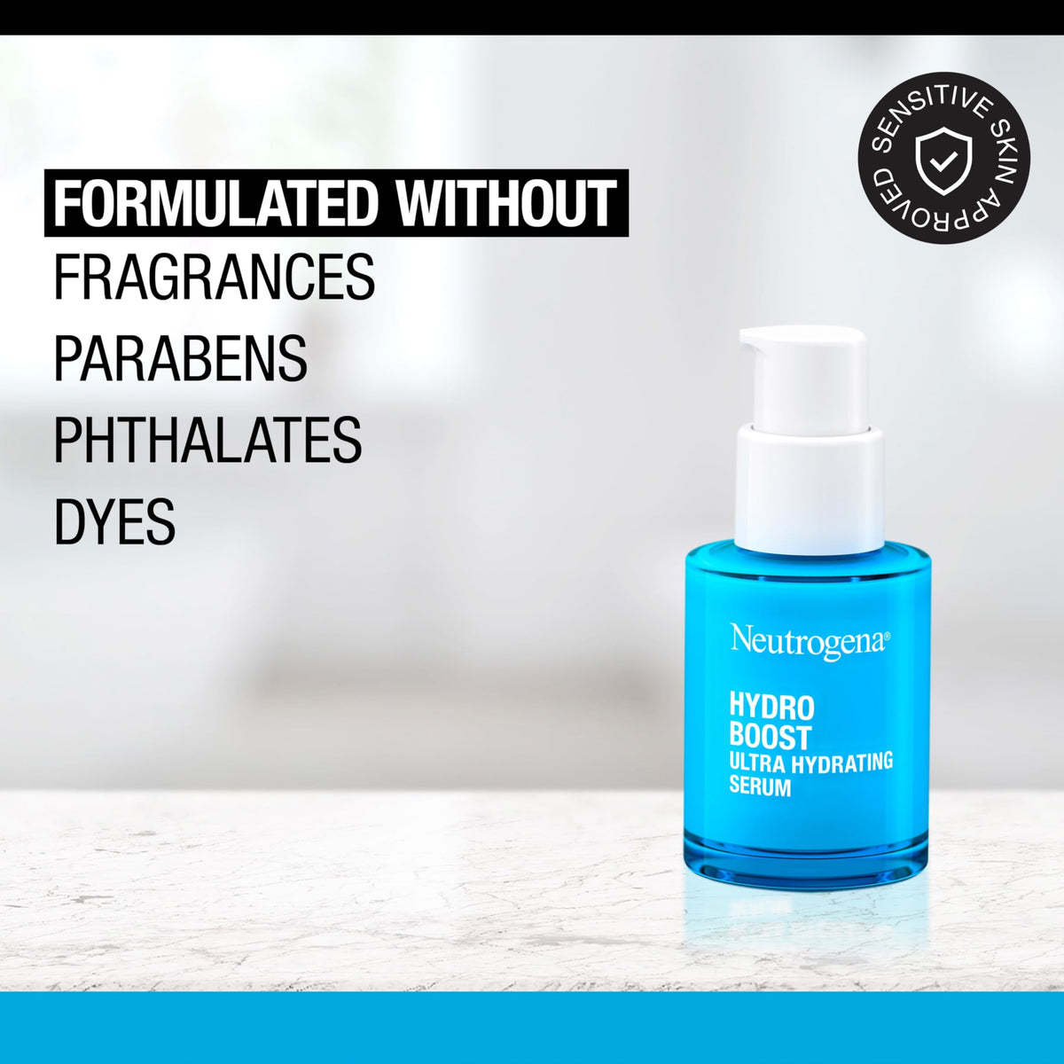Neutrogena serum texture droplet demonstrating lightweight, fast-absorbing hydration