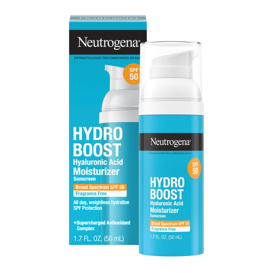 Neutrogena front packaging showing SPF 50 and hydrating benefits