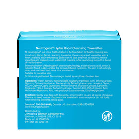 Neutrogena Hydro Boost wipe in hand to show size and soft material for gentle cleansing and makeup removal