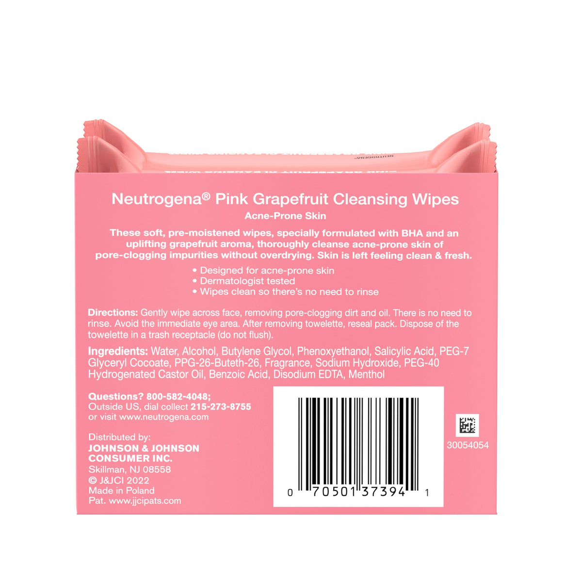 Neutrogena label close-up highlighting dermatologist-tested benefit and ingredients