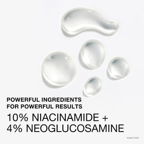 Neutrogena label closeup highlighting 10% niacinamide concentration for even tone