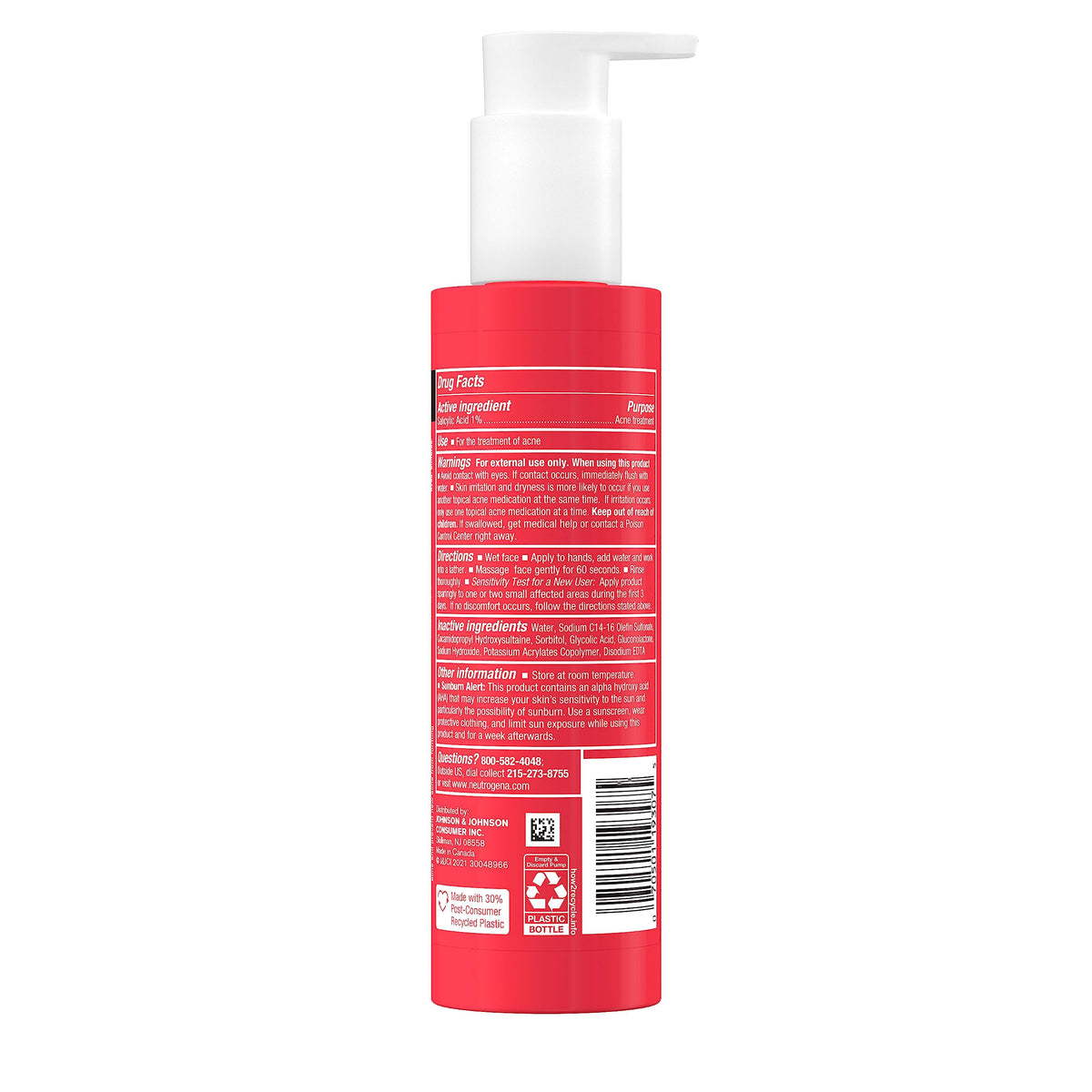 Neutrogena ingredient visual with glycolic, salicylic and PHA benefits highlighted