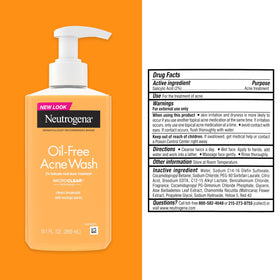 Neutrogena ingredients and directions panel for clear usage information and safety