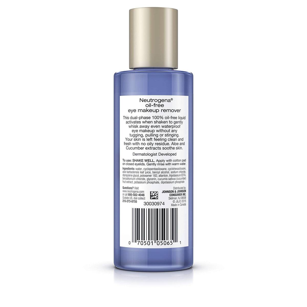 Neutrogena ingredients label close-up highlighting aloe and cucumber extracts