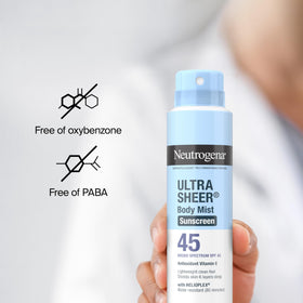 Neutrogena product label listing active filters and ingredient transparency benefit
