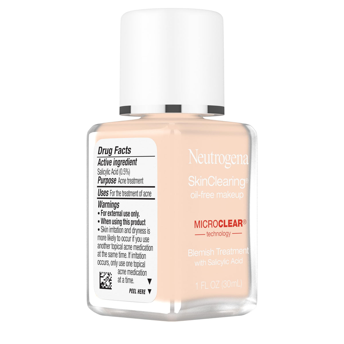 Neutrogena label and ingredient panel highlighting 0.5% salicylic acid benefit