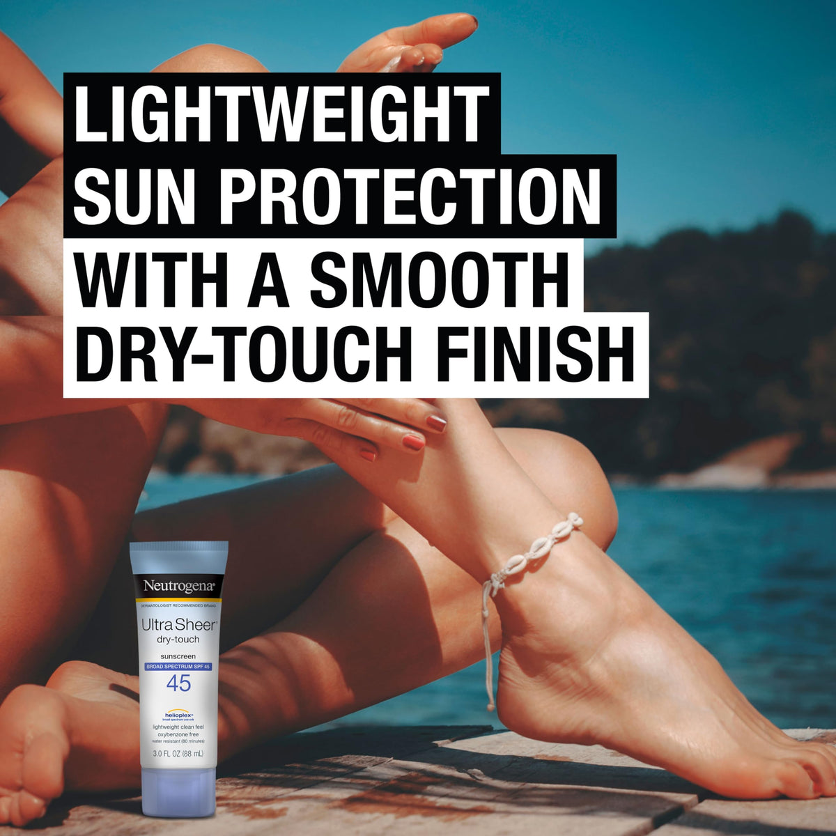 Neutrogena close-up label highlighting active ingredients and protection