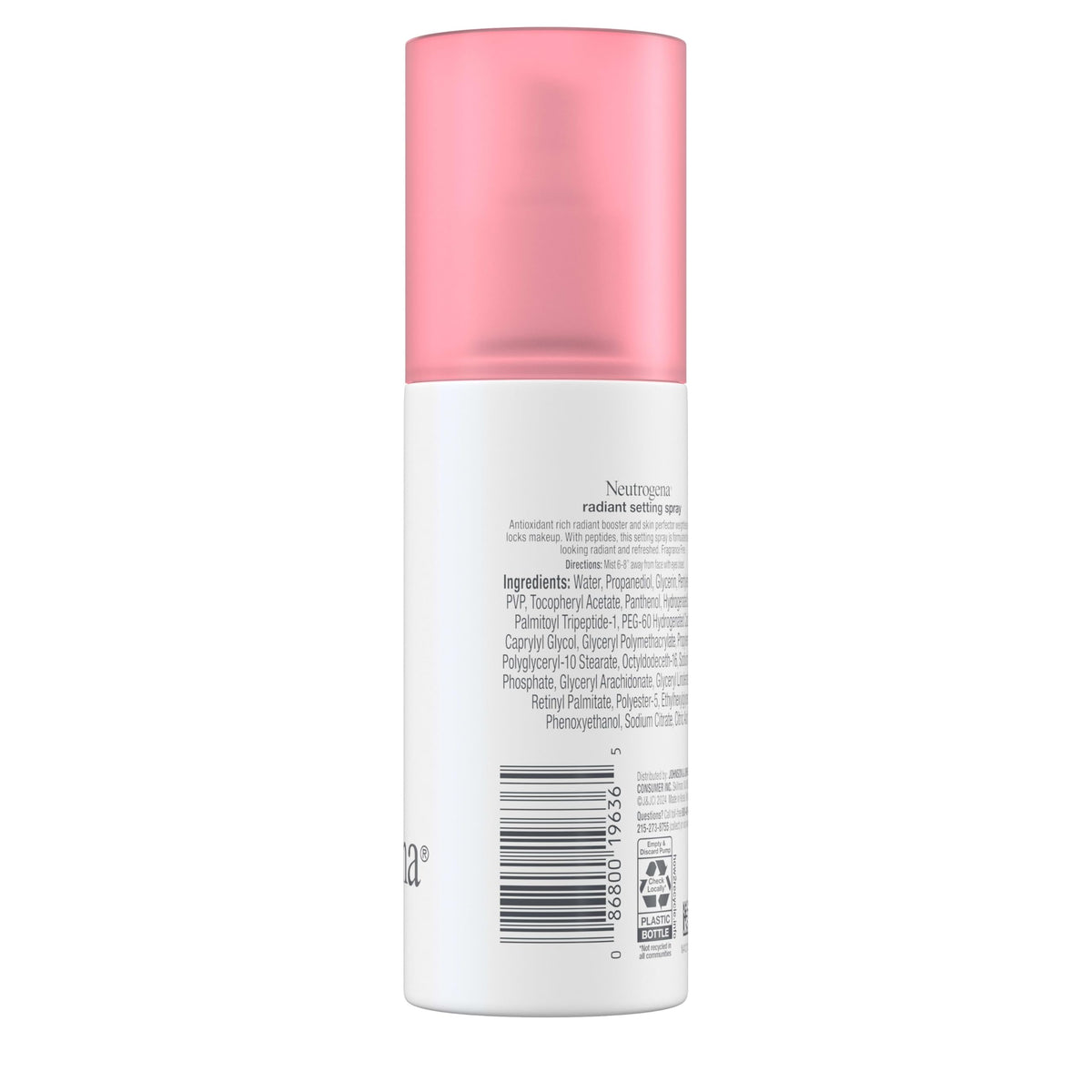 Neutrogena label close-up listing antioxidants and peptides for skin support
