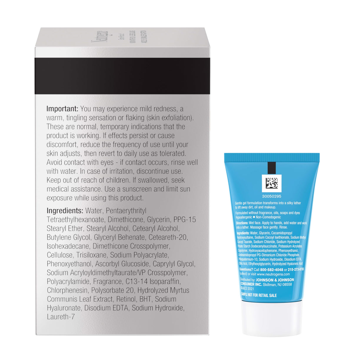 Neutrogena products arranged on bathroom shelf presenting daily routine benefit