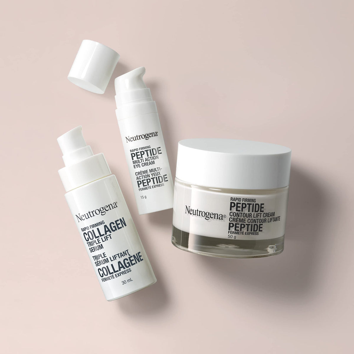 Neutrogena bottle on bathroom shelf styled in routine for everyday convenience