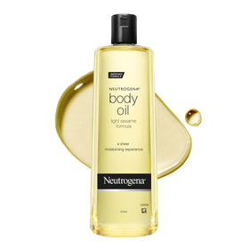 Neutrogena bottle front packaging showing size and light sesame benefit