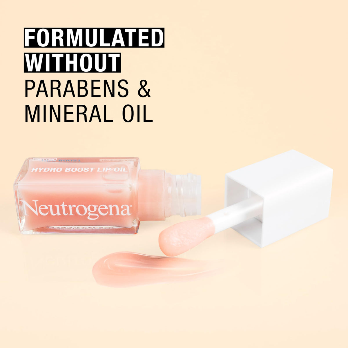 Neutrogena lip oil swatch showing glossy texture and hydrating finish