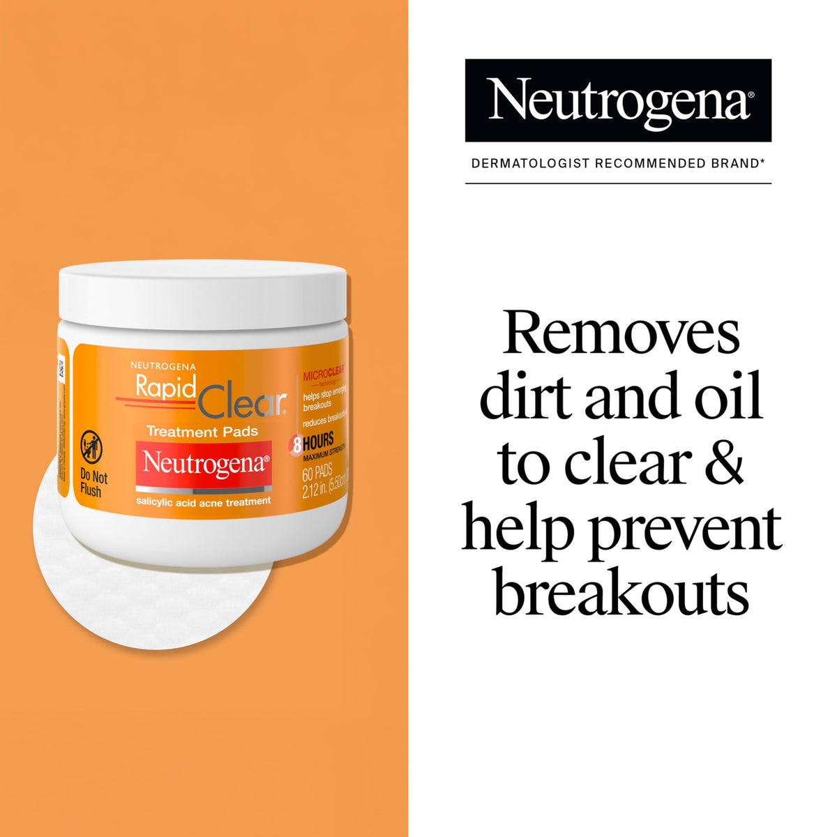 neutrogena close-up of open tub with stacked pads for quick access