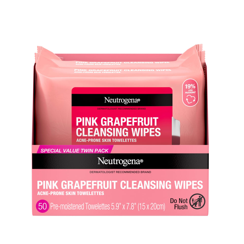 Neutrogena front packaging twin pack showing resealable convenience and freshness