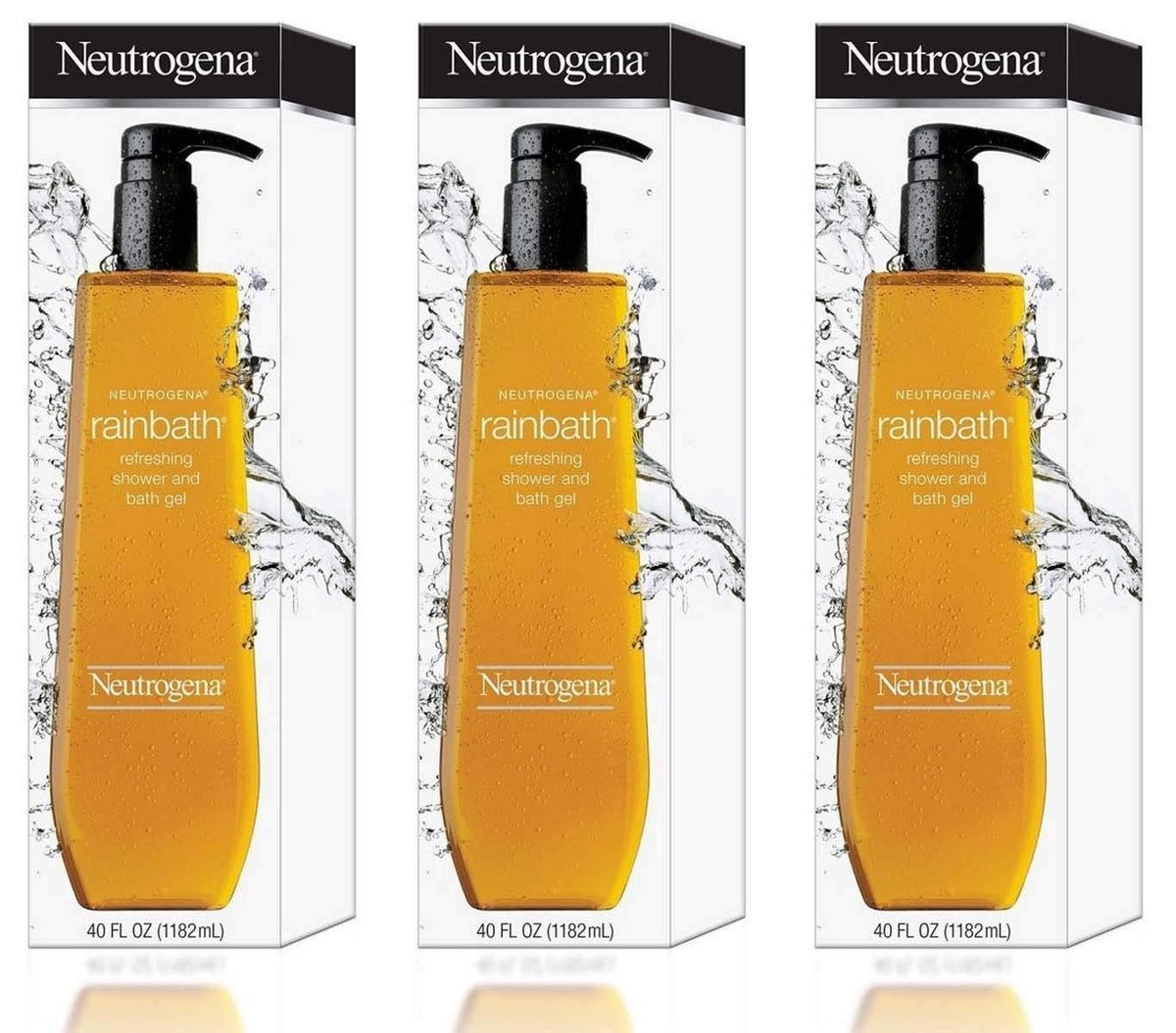 Neutrogena Rainbath front packaging shows large 40 oz bottle and long-lasting value
