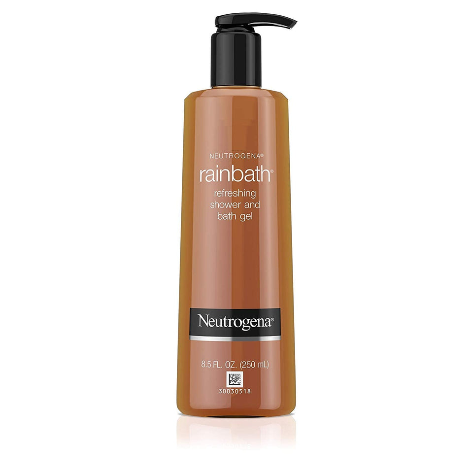 Neutrogena Rainbath front packaging showing bottle and label, highlighting fresh cleanse