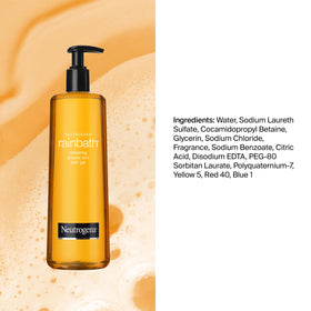Neutrogena Rainbath label close-up showing ingredient list for informed choice