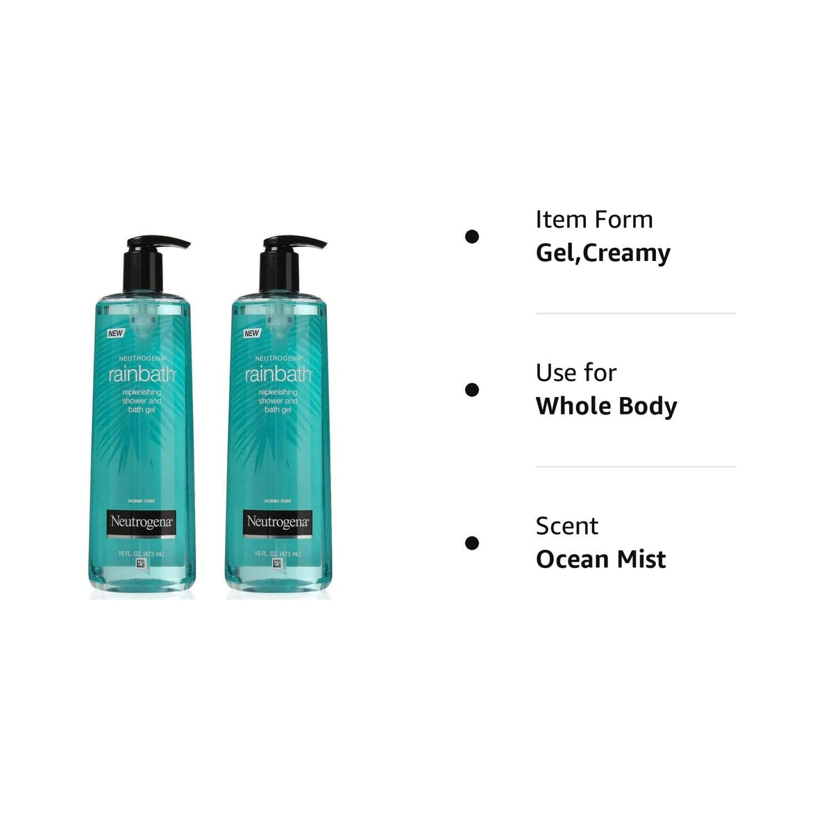 Neutrogena Rainbath in a shower scene being used with lather, refreshing clean feeling