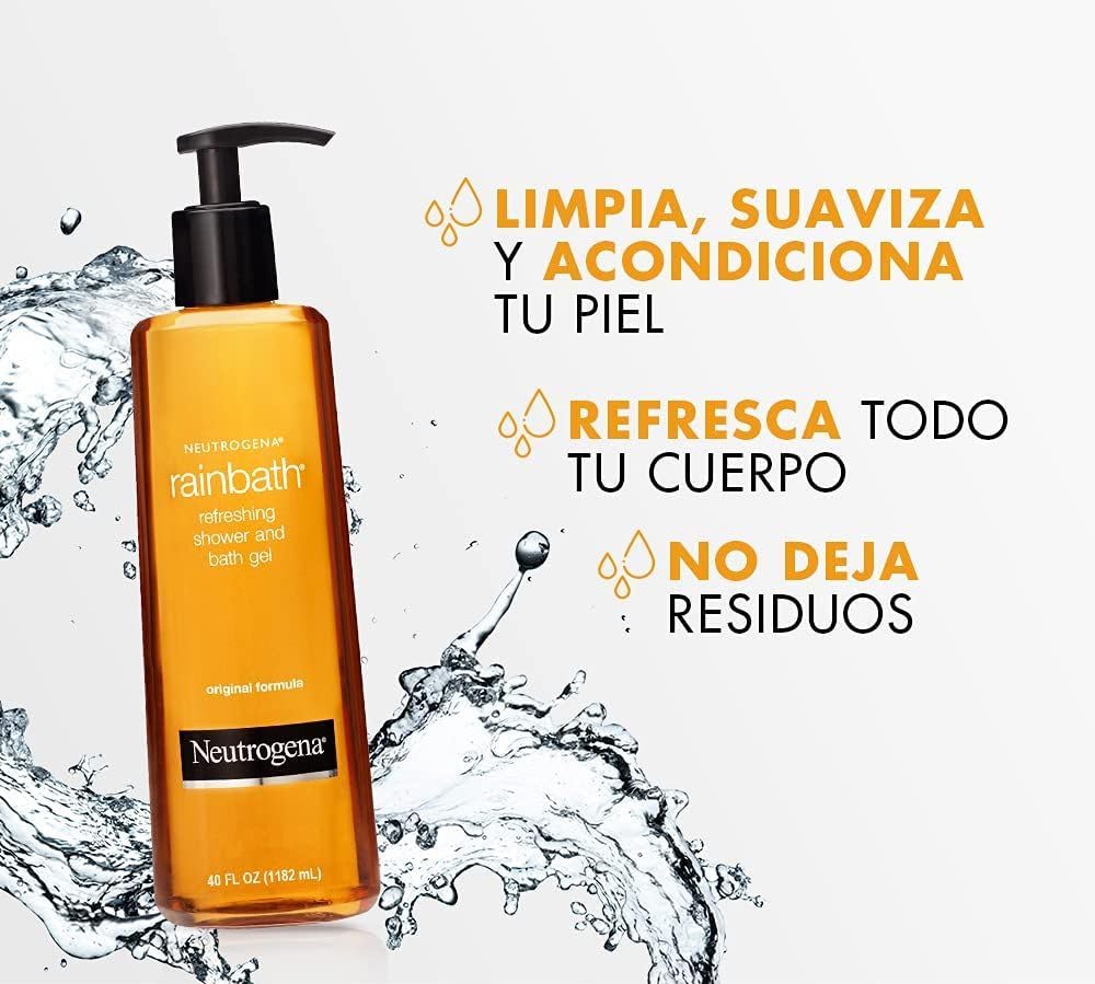 Neutrogena Rainbath gel texture close-up highlighting silky lather benefit