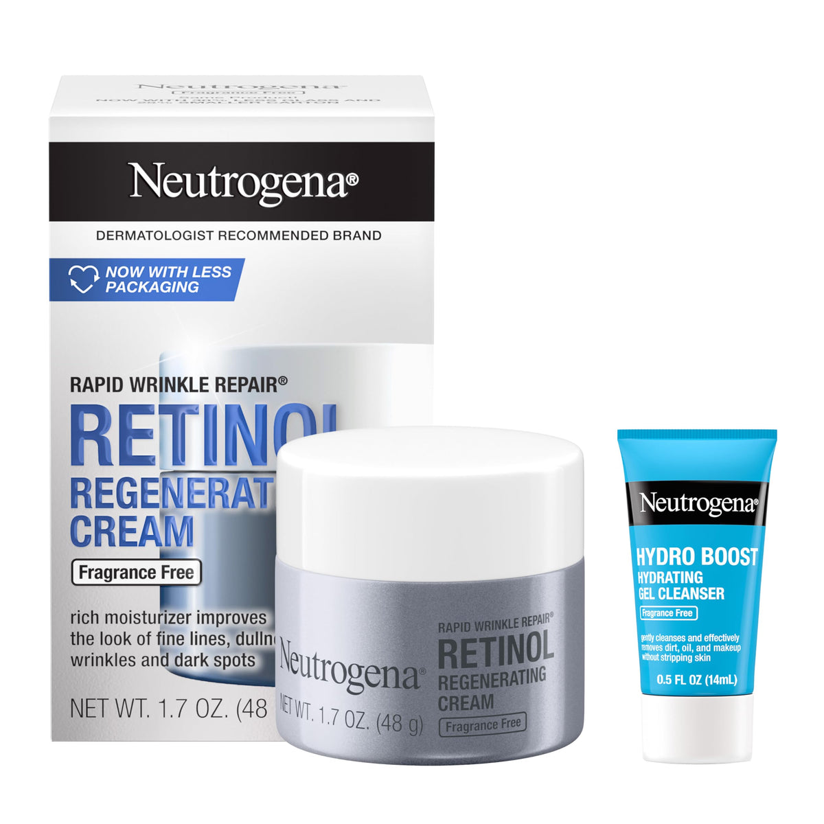 Neutrogena jar front view showing product and benefit of anti-aging renewal