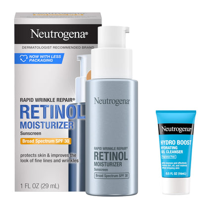 Neutrogena retinol SPF 30 front packaging showing compact travel-friendly benefit